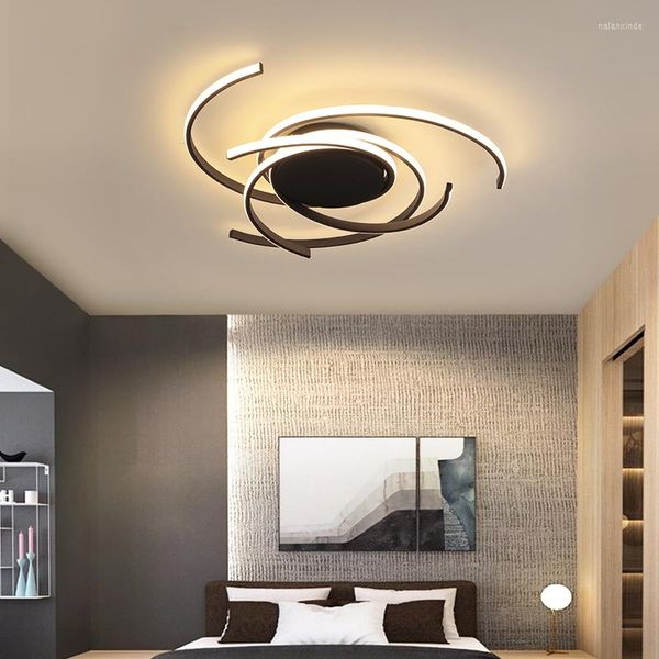 Lustres Arrivée Noir Blanc Finition Moderne Led Lustre Pour Salon Chambre Cuisine Bureau Lampe AC85-265V Luminaire