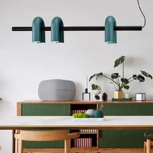 Kroonluchters Art Deco U-buiskroonluchter Oranje Blauw Grijs Zwart Metaal Voor Eetkamer Keuken Bar Winkel Hanglamp Snoer Verstelbaar