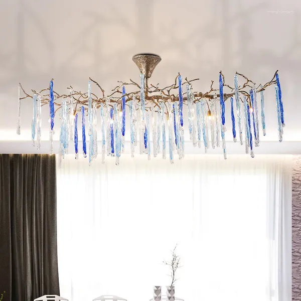 Lustres Art Fan Post Morden plafonnier tout en cuivre salle à manger cristal branche originale décorer salon lumière de luxe