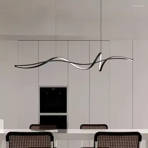 Lustres Art moderne LED pendentif lustre pour cuisine île bar salle à manger mat noir luminaires suspendus
