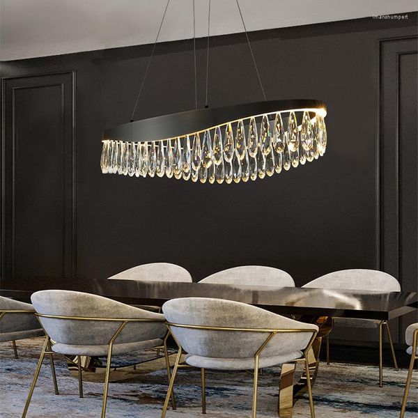 Lustres Artistique Moderne Cristal 2023 Tendance Lampes Suspendues Pour Plafond LED Lustres De Luxe Anneau Lumières Table À Manger