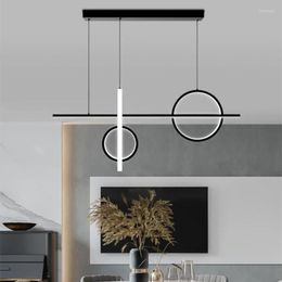 Candelabros Artpad Lámpara LED minimalista moderna Cocina Sala de estar Isla Diseño de arte Lámparas de suspensión Lámpara colgante negra dorada