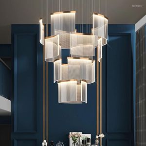 Kroonluchters zolder grote kristal kroonluchter eenvoudige moderne el lobby led hangende lampen Noordse luxe huis binnen trappen verlichting armaturen