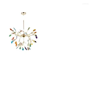 Kroonluchters Mooie agaat Decoreer verlichting voor woonkamer Slaapkamer Restaurant Hoogte Verstelbare kleurrijke lamp inclusief lamp
