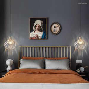 Kroonluchters bed klein kroonluchter licht luxe moderne minimalistische schaal warm led glazen lampenkap lustres para quarto a