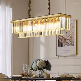 Candelabros Biewalk, candelabro de cristal dorado moderno, iluminación Rectangular, sala de estar, comedor, accesorios interiores LED