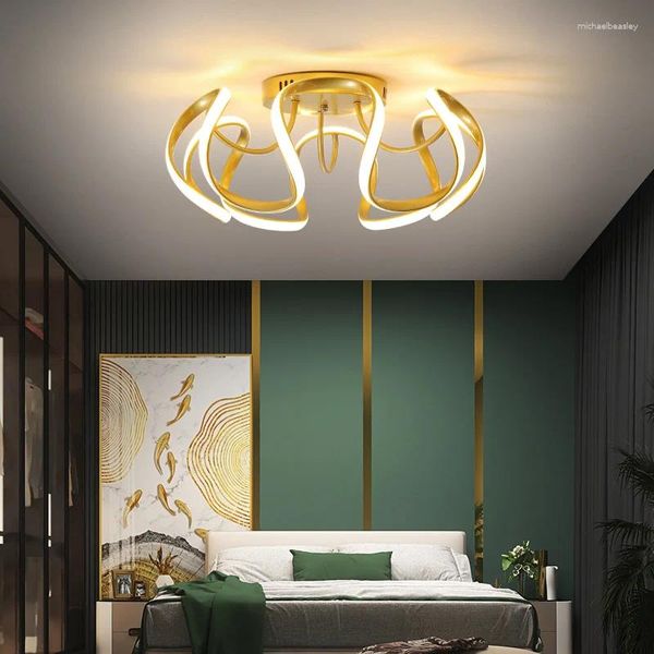 Lustres Grand lustre de plafond LED blanc/noir/or pour salon chambre salle d'étude Design créatif luminaires d'intérieur AC90-260V