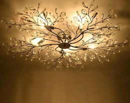 Lustres Big Silver Iron K9 Crystal Chandelier Aménagement nordique moderne Branche d'arbre LED LAMBRE PLADIER LEVER