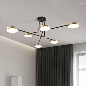 Lustres noir ajouter or salle à manger moderne salon maison déco éclairage LED luminaires suspendus Restaurant multi-têtes