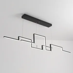 Lustres Plafond peint en noir LED Lustre pour salle à manger Cuisine Bar Boutique AC110-260V Suspendus Luminaires modernes Courrier gratuit