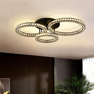 Kroonluchters zwart ronde plafond kroonluchter luxe kristallen licht voor woonkamer moderne led hangende lamp armatuur