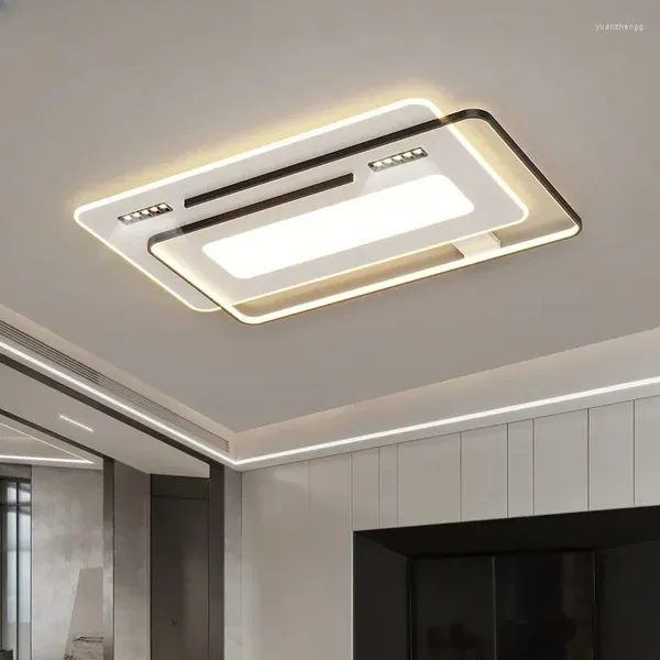 Lustres noirs et blancs, lampes de chambre à coucher, lampe d'étude de salon, éclairage intérieur Led avec grille, luminaires de décoration de la maison