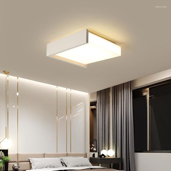 Lustres noir/blanc minimalisme Simple Led lustre pour chambre lumière carré éclairage Plafonnier luminaire domestique