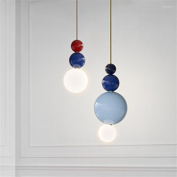 Lustres bleu rouge LED lampes suspendues chambre salle à manger boutique lampe suspendue fil réglable G9 ampoule maison déco 110-240V