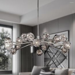 Lustres Boule De cristal clair moderne rétro LED boule arbre branche pendentif lumières luminaire salon salle à manger lampes Lustre