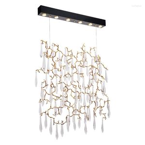 Kroonluchters Messing Boomtakken Licht Goud Luxe Kristal Vintage Zilver Plafondlamp Hangverlichting