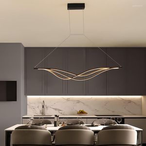 Lustres BWART Plafond Lustre Led Moderne Suspension Pour La Cuisine Salle À Manger Salon Décor À La Maison Lustre Noir Luminaire