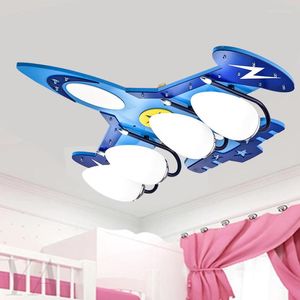 Kroonluiers Cartoon vliegtuig spoeling mount lamp kinderkamer plafond slaapkamer verlichting familie decoratieve lichten luster led art deco