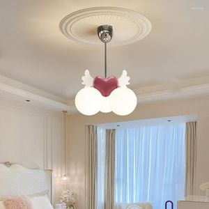 Candelabros de dibujos animados amor lámpara lámpara moderna dormitorio luz para cuarto de niños niña resina ángulo accesorio techo colgante