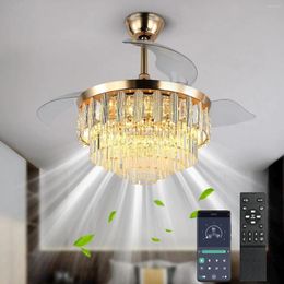 Lustres ventilateurs de plafond avec lumières Dimmable Fandeliers 40 ''moderne rétractable télécommande lustre pour chambre Livin