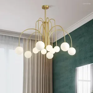 Lustres Plafonnier Lustre Lumières 8 Têtes Boule De Verre Laiteux Pour L'îlot De Cuisine Table À Manger Salon Bar Intérieur LED Décor Éclairage