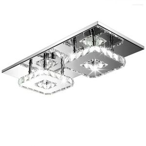 Lustres Plafonnier 24W Lustre Cristal Double Tête Encastré Lampe Rectangle LED Moderne Pour Salon Allée Luminaires