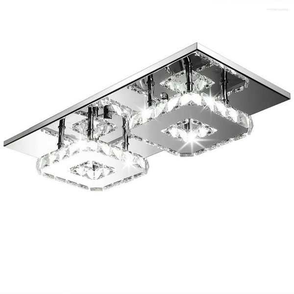 Candelabros Luz de techo 24W Lámpara de cristal Lámpara de montaje empotrado de doble cabeza Rectángulo LED Moderno para accesorios de pasillo de sala de estar