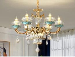 Lustres Lustre en cristal de style européen, lampe de salon de villa de luxe (taille : 6 têtes 700 550 mm)
