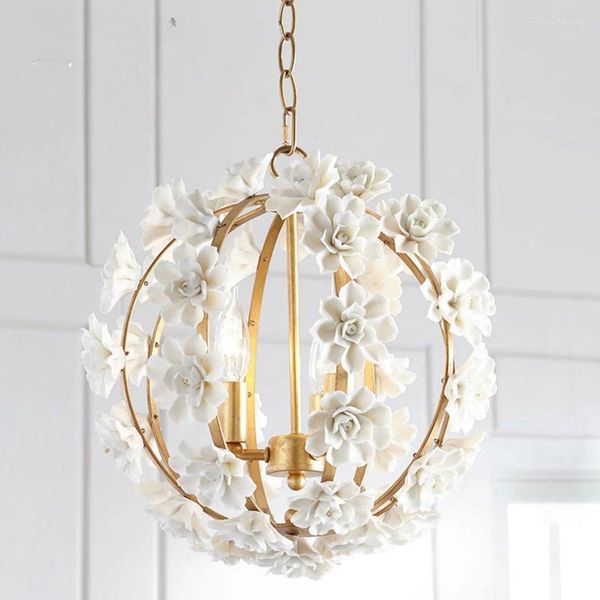 Lustres Lustre Led Art Suspension Lumière Rétro Vintage Royal Empire Ball Style Grande Fleur Moderne Lustres Salon Chambre Hall