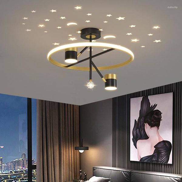 Lustres Lustre Lumière Noir Ciel Étoilé Pour Salon Chambre À Manger Maison Intérieur Décor 2022 Moderne LED Plafonnier Luminaire