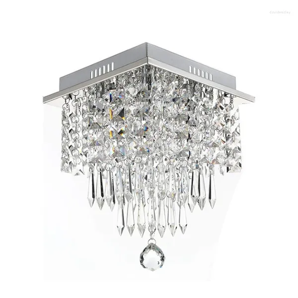 Lustres Lustre Lumière LED K9 Cristal Base En Métal Petite Lampe Carrée Chambre Foyer Allée El