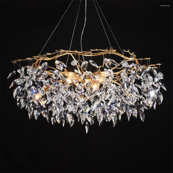 Lustres Lustre éclairage Lustre lampe en cristal branche d'or lampara Modernas Salones El Grandes moderne Led