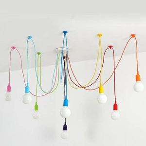 Lustres Lustre Pépinière Plafond Déco Enfant Nordique Couleur E27 Lampes Suspendues Modernes Silicone Led Araignée Salon