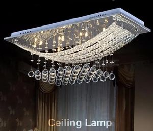Lustres Lustres et plafond 8 lumières lustre en cristal luminaire rectangle clair lustre lampe G4 pour salle à manger, salle de réunion LLF