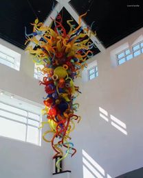 Kroonluchters Chihuly -stijl Handgeblazen glaskroonluchter Multicolor Highhing Long Lightings armaturen voor trappen lobby