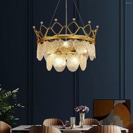 Lustres Sala de Criança Ajustável Altura Lightden Chandelier Modern Crown 6 Luzes Decorativas Grande Luminária de Teto