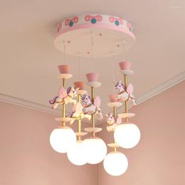 Kroonluiers kinderkamer kroonluchter meisje prinses slaapkamer lamp cartoon creatief hangende licht baby's lampara para comedor