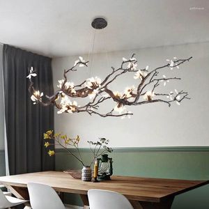 Kroonluchters Chinese stijl Creative Tree Branch Kroonluchter Zwart Koperen Decoratie Verlichtingsarmatuur voor woonkamer Slaapkamer Villa Hall Decor