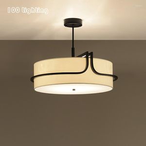 Kroonluchters Chinese stijl stof voor salon eetkamer slaapkamer el Hanglamp E27 black metalen ronde binnen verlichting armaturen