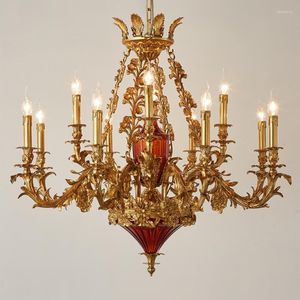 Kroonluchters klassieke kroonluchter antieke bronzen hangende lampje boerderij gouden lamp retro hanger voor woonkamer el lobby thuisbar