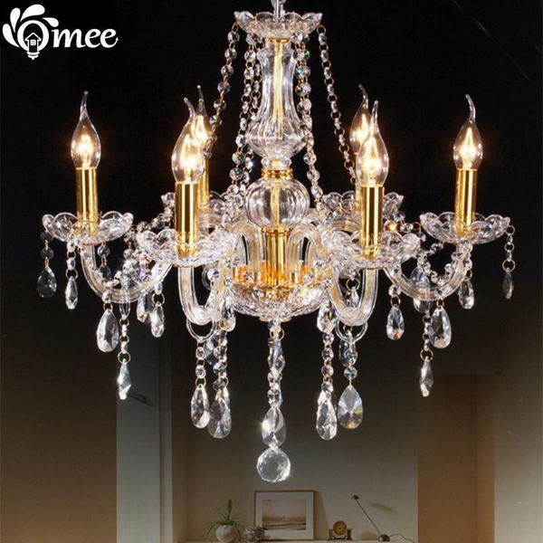 Candelabros Clásicos Candelabros de cristal de oro europeo Bombillas E14 Lámparas de vela LED Cristal Living Iluminación para lámpara de salón / vestíbulo