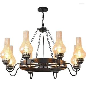 Kroonluchters Coco American Luster Iron Chandelier Lights Loft Rope Luminaire Candle Ceilling Hanger voor bar restaurant Drop