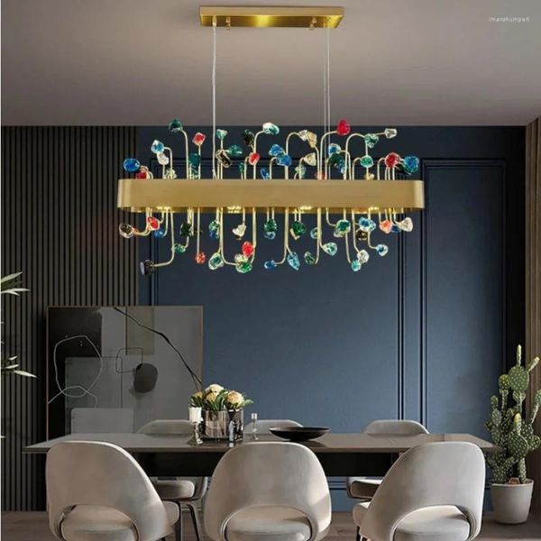 Lustres couleur cristal LED pour salon éclairage intérieur