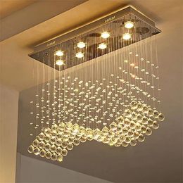 Lustres contemporain cristal rectangle du lustre de la pluie chandelle k9 plafonnier en cristal luminaire de conception d'onde de conception