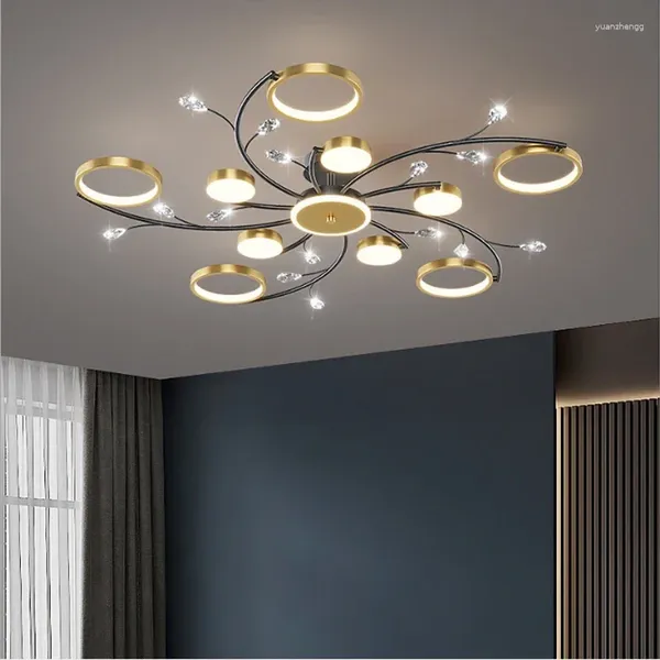 Candelabros Contemporáneo Sala de estar Iluminación de araña Lámparas de techo LED minimalistas Dormitorio principal nórdico de lujo Colgante interior