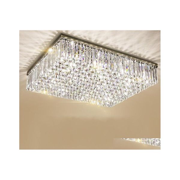 Candelabros Contemporáneo Squarer K9 Luces de techo de cristal Montaje empotrado de lujo Luz LED Lustres De Cristal para sala de estar Drop Deli Dhx7N