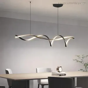 Lustres créatifs noirs modernes Led pour salle à manger cuisine île Bar décor lampe nordique plafond lustre luminaires