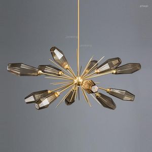 Kroonluchters creatief diamantglas modern led loft -Noordse woonkamer decor opgehangen lamp goud glans slaapkamer kroonluchter verlichting