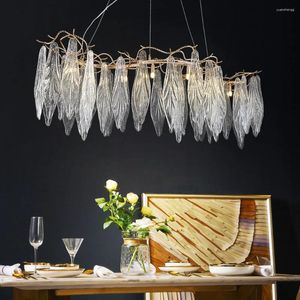 Kroonluchters creatief led kroonluchter voor eetkamer moderne grote glazen hangende lamp