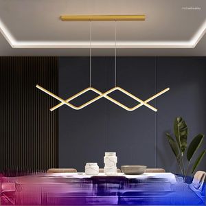 Kroonluchters Creatieve Minimalistische LED Designer Luxe Kroonluchter Modern Restaurant Goud Zwart BarTable Lamp Nordic Dine Lighting